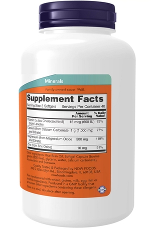 Vitamine Now Foods CAL-MAG + D SOFTGELS   120 SGELS