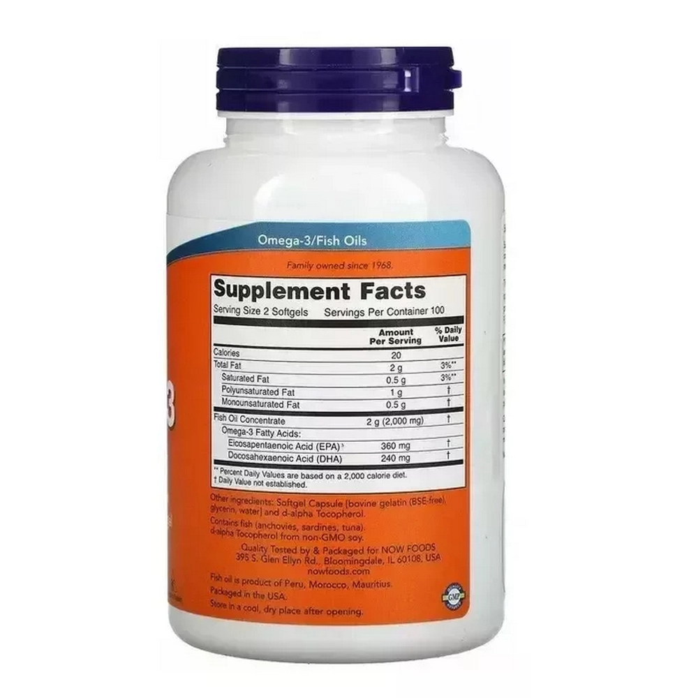 Рыбий жир Now Foods OMEGA-3 1000mg 200 SGELS