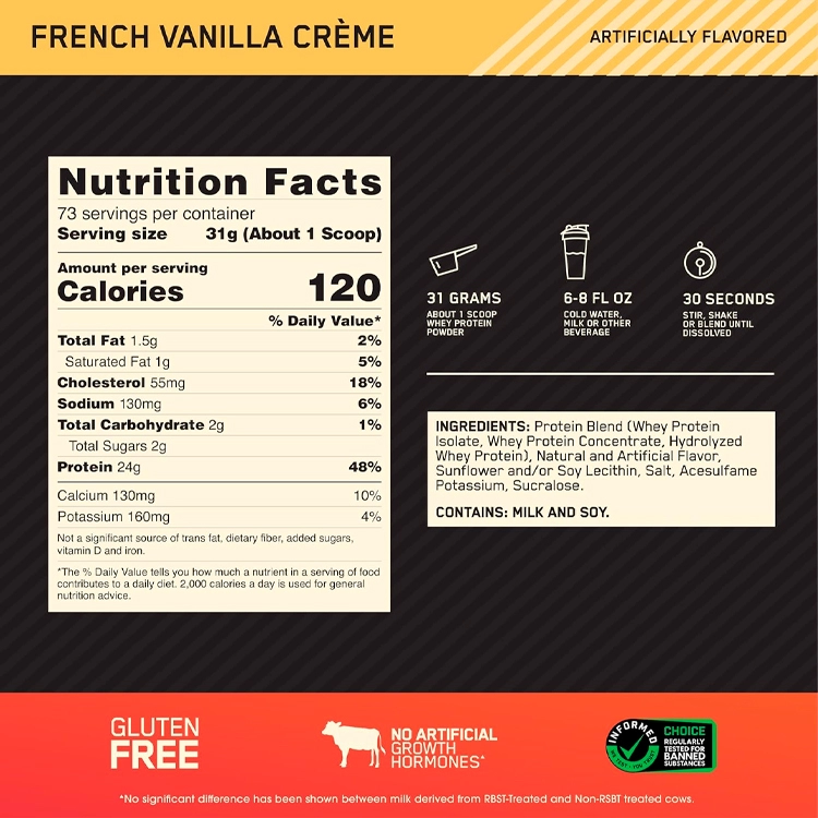 Сывороточный протеин Optimum Nutrition Gold Standard 100% WHEY French Vanilla Creme 5lb