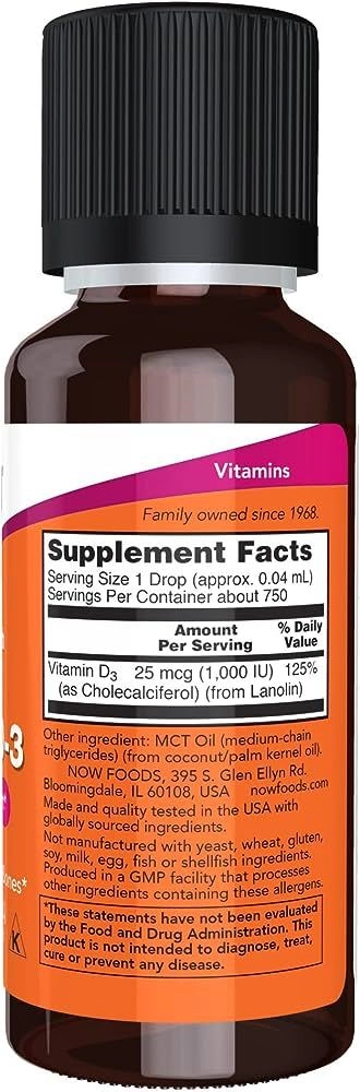 Vitamine Now Foods EX STR LIQUID VIT D-3  1,000 IU/DROP  1 FL OZ