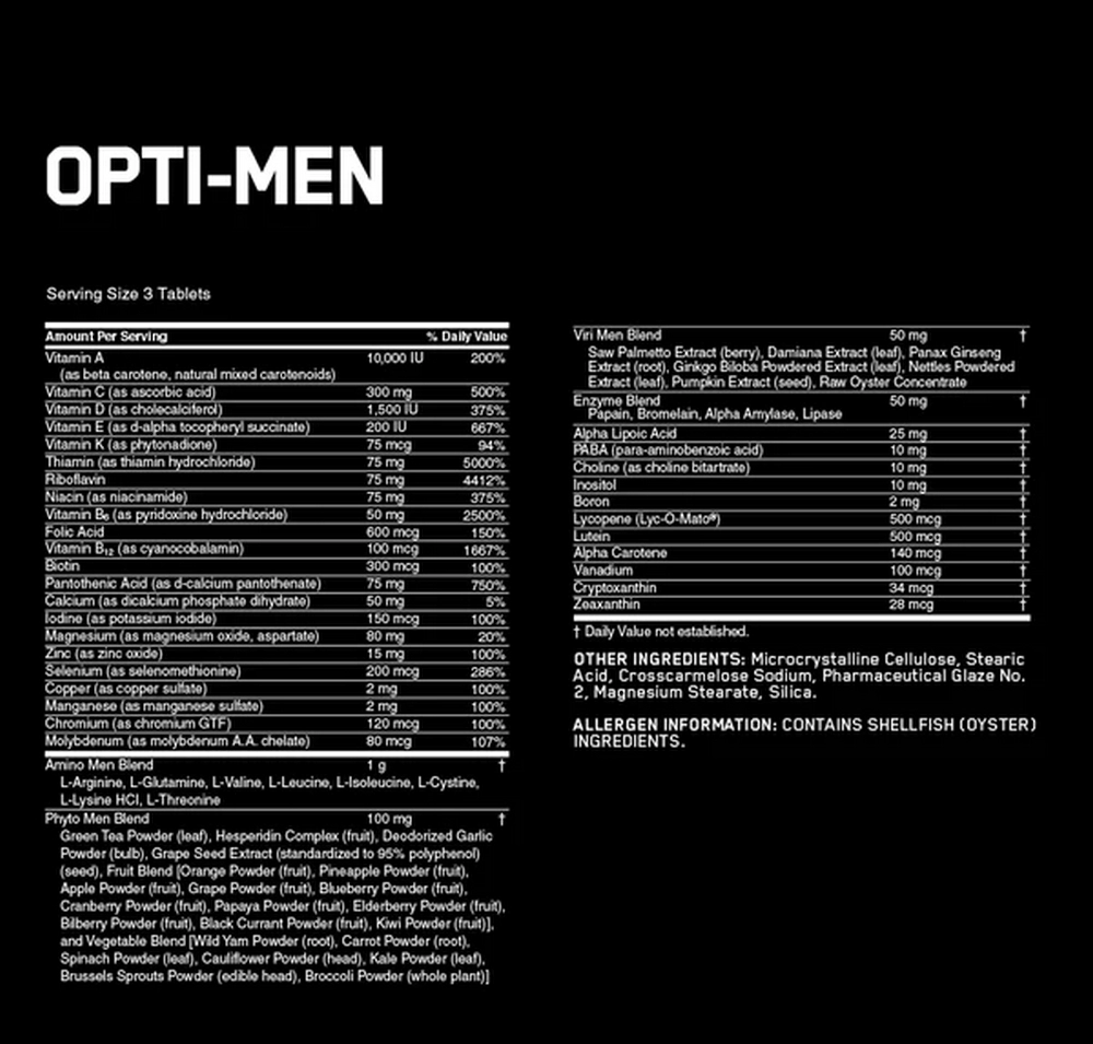 Vitamine Optimum Nutrition ON OPTI-MEN 150CT AQS
