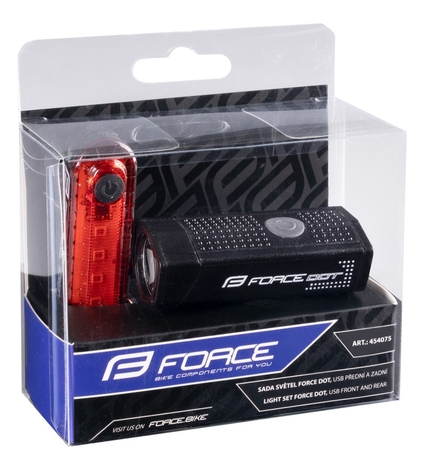 Set fara pentru bicicleta Force USB DOT front+rear