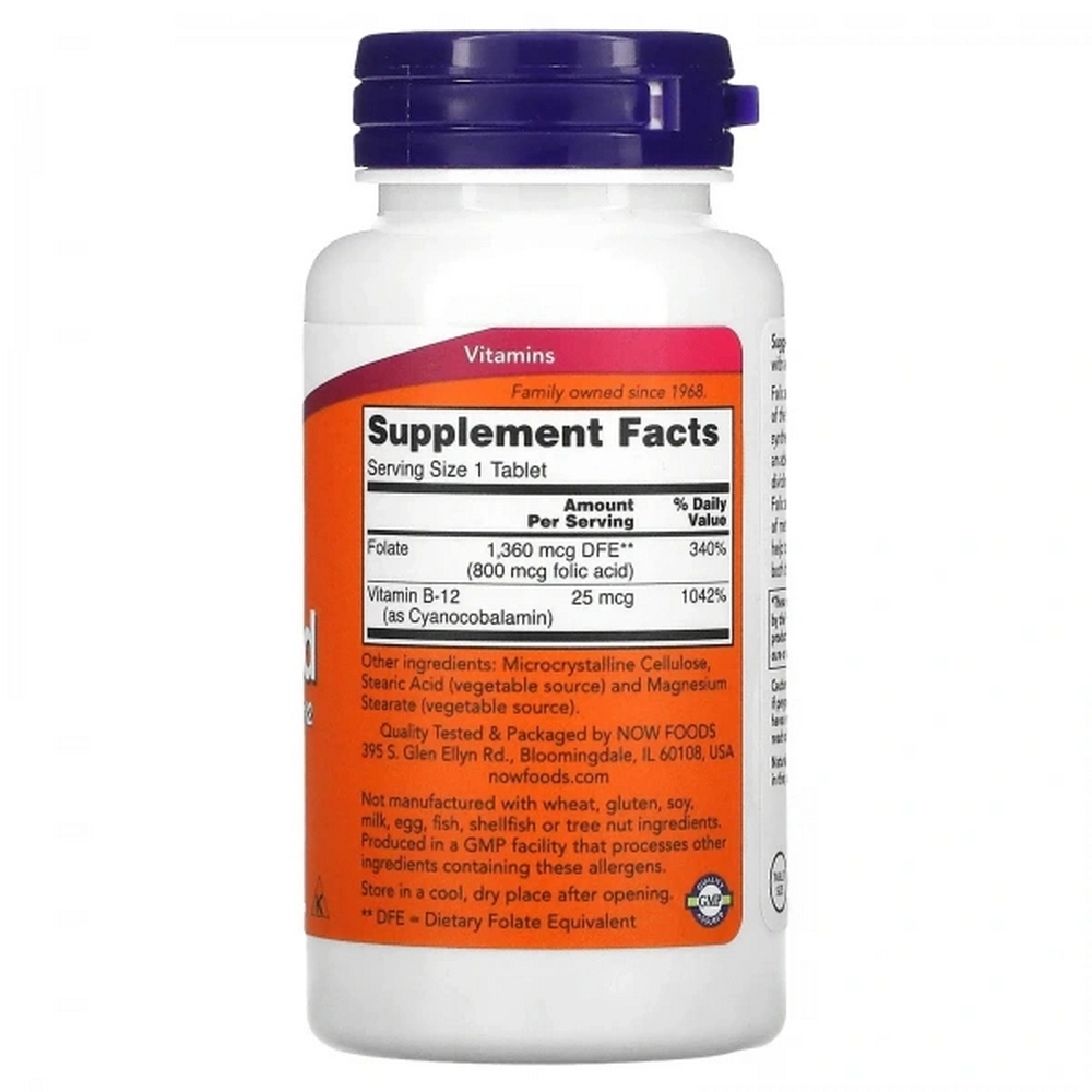 Витамины Now Foods FOLIC ACID 800mcg  250 TABS