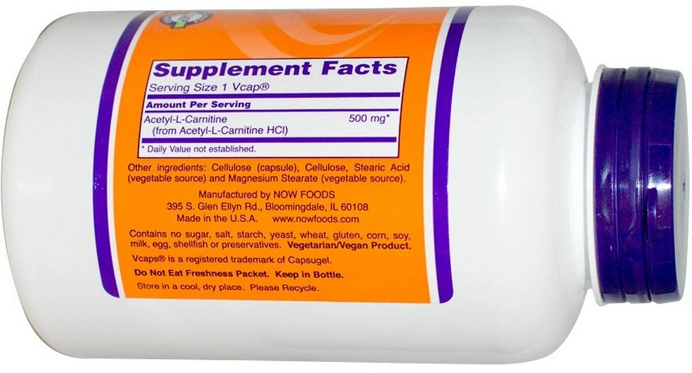 Acetil- L-Carnitin Now Sports ACETYL L-CARN 500mg 100 VCAPS