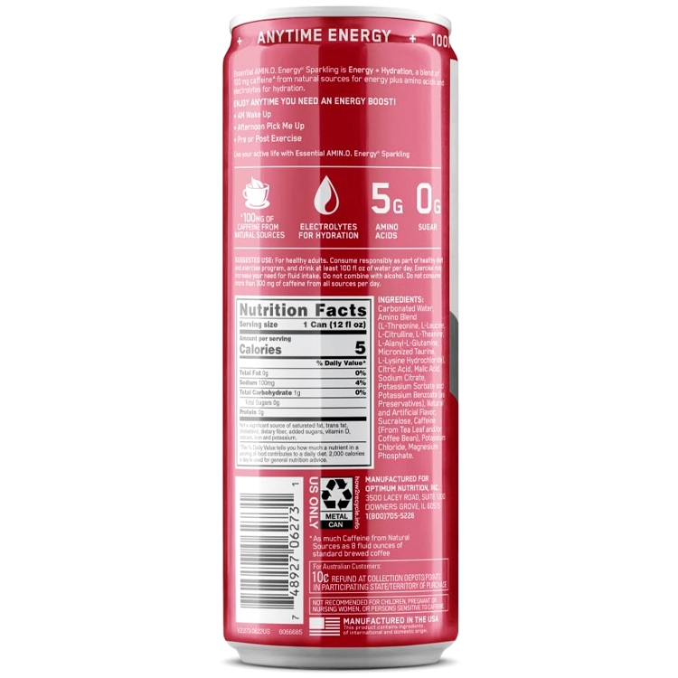 Энергетик Optimum Nutrition Amino Energy + Electrolytes, Juicy Cherry, 12 oz