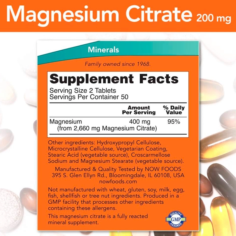 Витамины Now Foods Magnesium Citrate