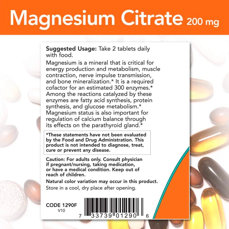 Витамины Now Foods Magnesium Citrate