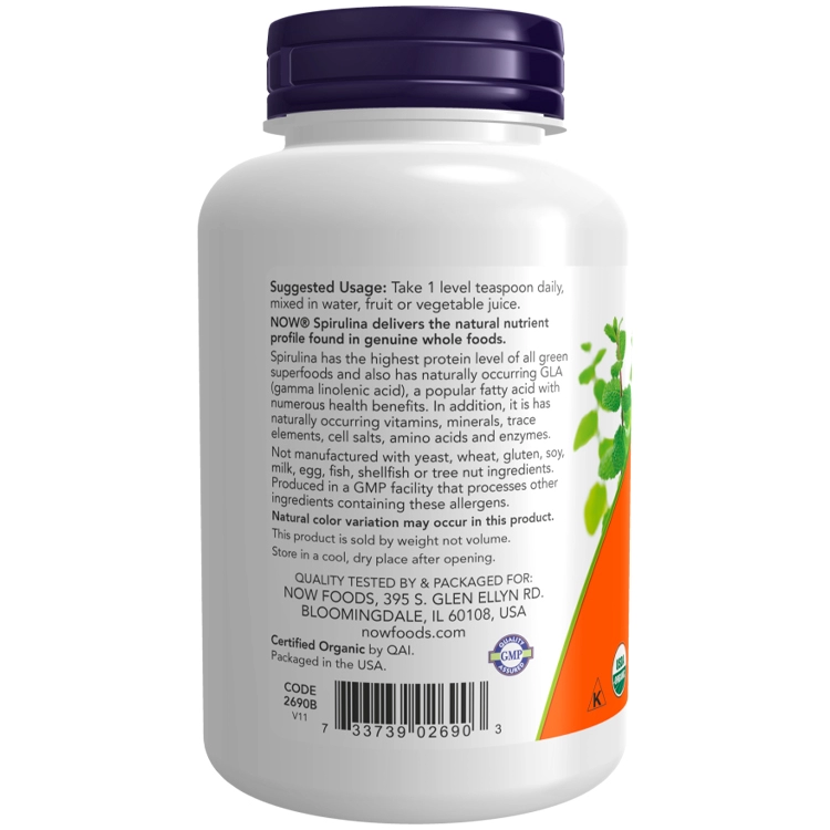 Vitamine Now Foods Certified Organic Spirulina Powder Pure