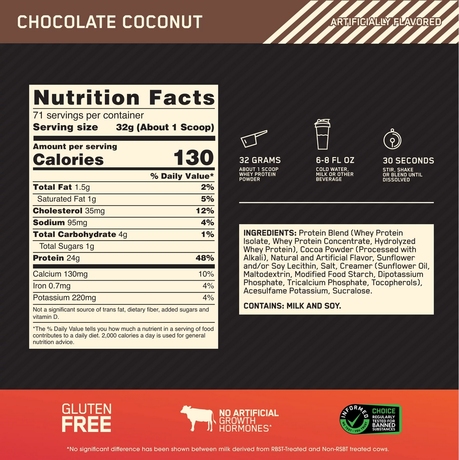 Сывороточный протеин Optimum Nutrition ON 100% WHEY GOLD CHOC COCONUT 5LB